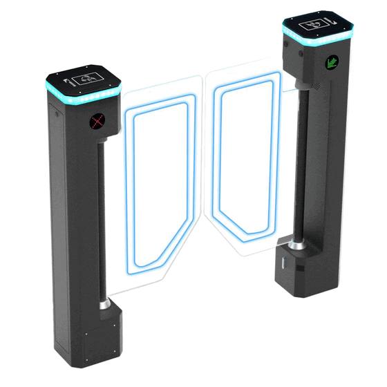 Cổng xoay cánh lùa (Swing Barrier) tiêu chuẩn IP44: Tích hợp nhận diện khuôn mặt AI và công nghệ chống đuôi bám (Anti-tailgating) bảo mật cao cho khu vực kiểm soát an ninh